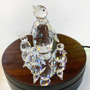Swarovski Crystal Penguin Family, 1 Large 3 Small Vintage Crystal Figurines